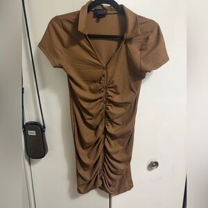 Brown Ruched Dress